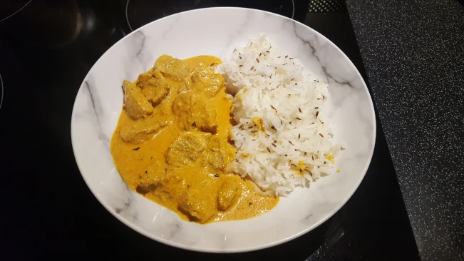 butter chicken and jeera rice