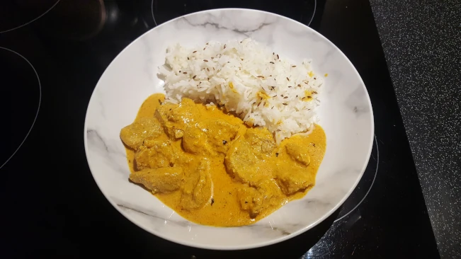 butter chicken and jeera rice