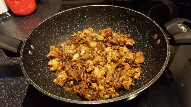 lamb browned in pan