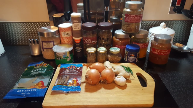 all the ingredients for lamb pulao rice ingredients all