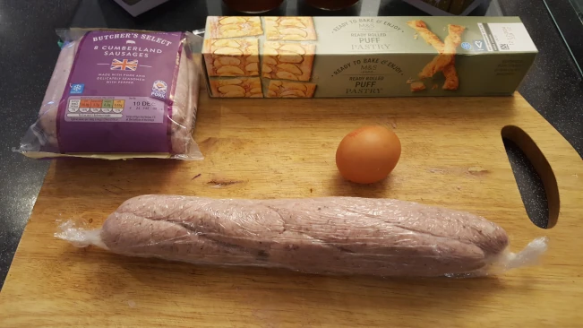 sausage filling wrapped for sausage roll & caramalised onion sausage filling wrapped
